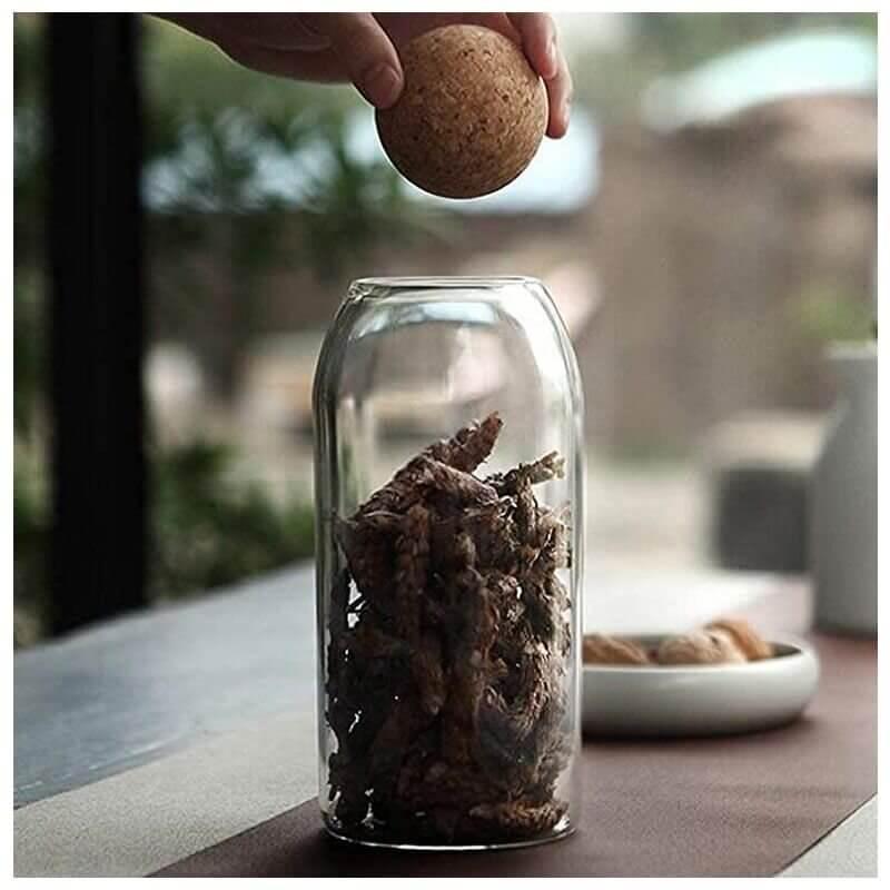 3 Piece Glass Jars with Airtight Ball Cork Lid - Kitch Empire