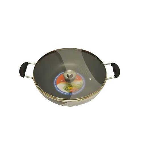 32cm Non-Stick Wok Double Handle with Lid - Kitch Empire