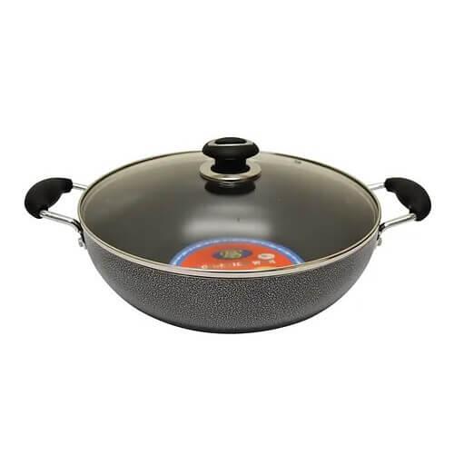 32cm Non-Stick Wok Double Handle with Lid - Kitch Empire