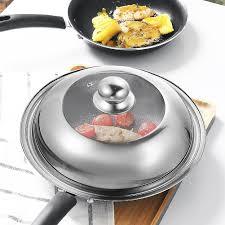 32cm Non-Stick Wok Pan with Stainless Steel and Tempered Glass Lid - Kitch Empire