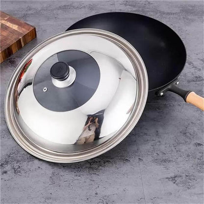 32cm Non-Stick Wok Pan with Stainless Steel and Tempered Glass Lid - Kitch Empire