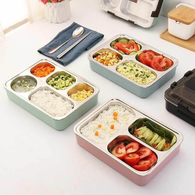 4 Compartment Large Capacity Sealed Square Lunch Box - Kitch Empire