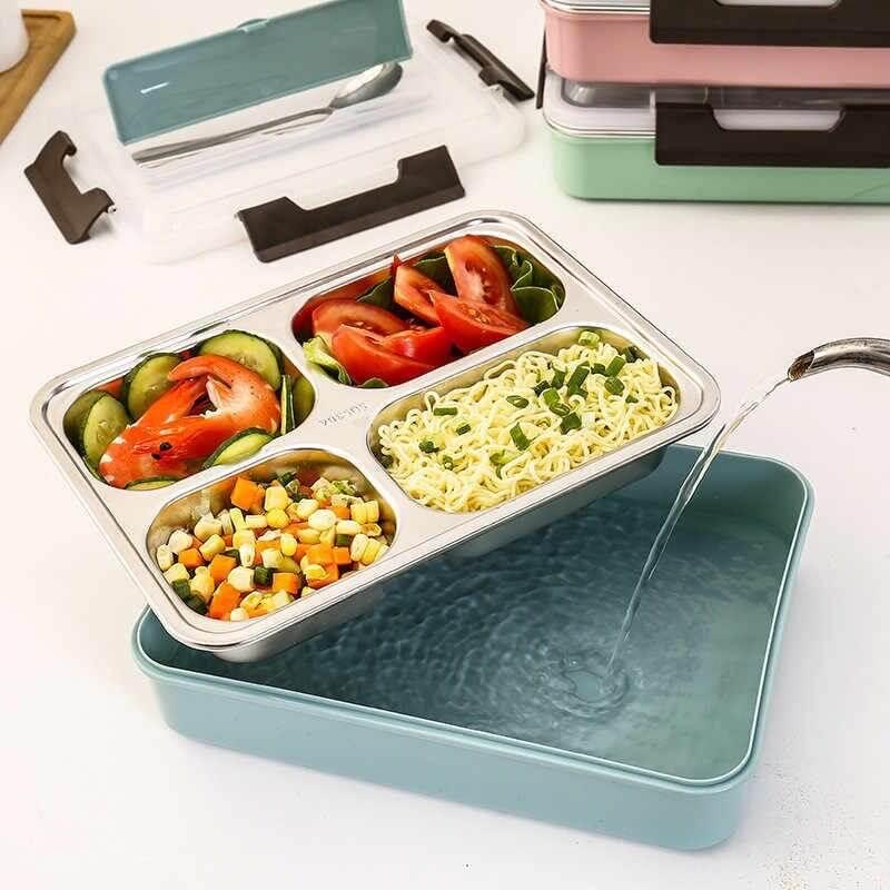 4 Compartment Large Capacity Sealed Square Lunch Box - Kitch Empire