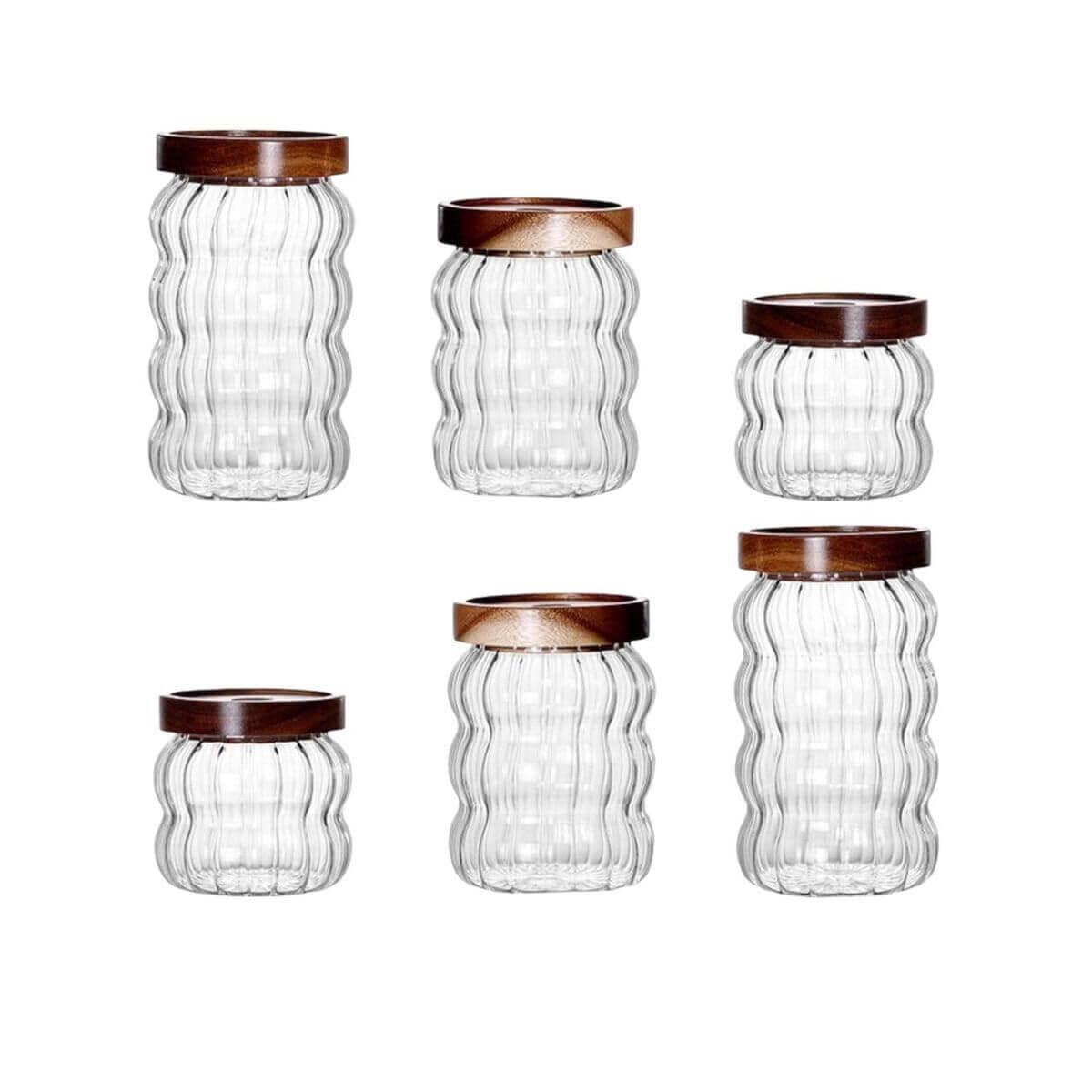 6 Pack Glass Storage Jars - Kitch Empire