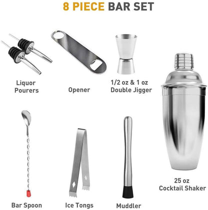 8 Piece Cocktail Shaker Set for Mixing Drinks - Kitch Empire