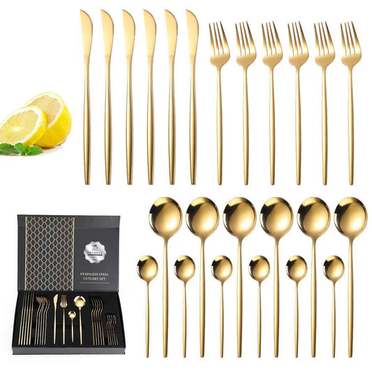 Gold Polished Stainless Steel Cutlery Set - Kitch Empire