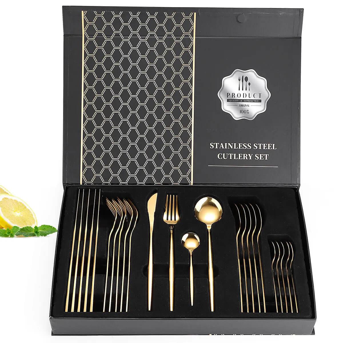 Gold Polished Stainless Steel Cutlery Set - Kitch Empire