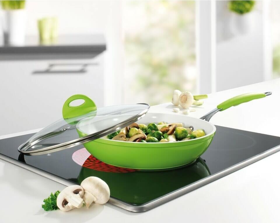 Non-stick Fry pan With Glass Lid 24cm - Kitch Empire