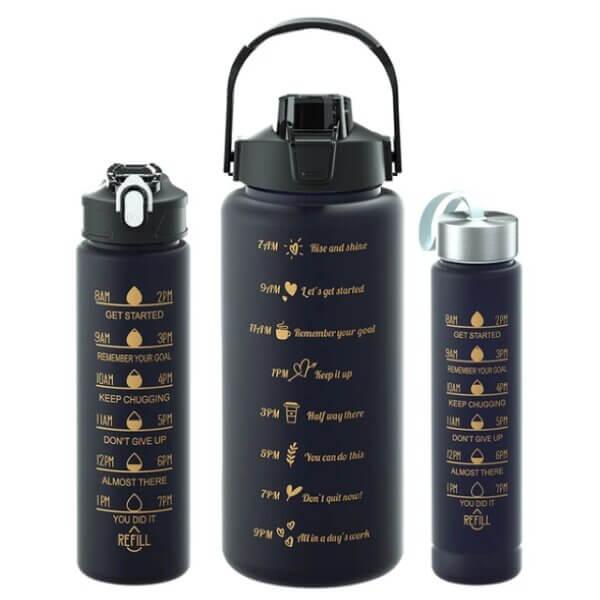 Set of 3 Motivational Water Bottles - Kitch Empire