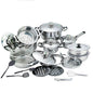 Stainless Steel Cookware Heavy Bottom Pots 27 Pieces Set - Kitch Empire